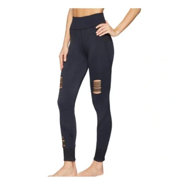 Splendid Leggings Womens X Small Black Grey Distressed Stretch Mid Rise - Picture 1 of 11